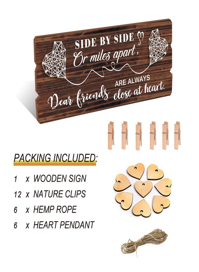 Buecasa Gifts for Best Friends Women Female BFF Sister - Long Distance Picture Clothespin Display Board with Twine and Pendant 15.8x6.0 Inches - Image 5